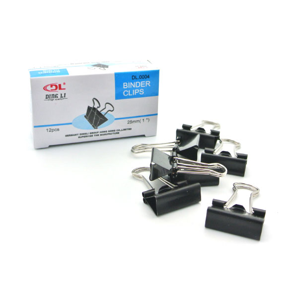 Dingli DL.0004 Black Binder Clip 25MM – 12/Box – Axton
